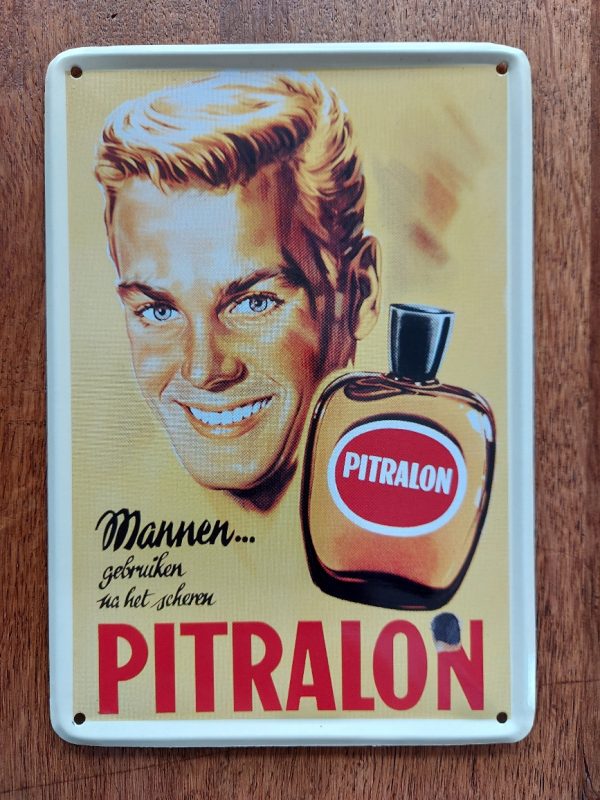 PITRALON - Mannen...gebruiken na het scheren - Metalen reclamebord
