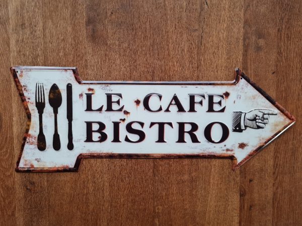 Le Cafe Bistro - Metalen wandbord "pijl"
