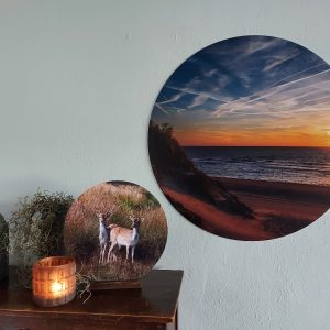 Muurcirkel – Duinen, strand en zee met zonsondergang – Country Deco
