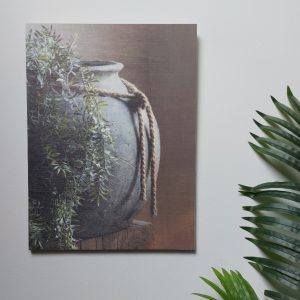 Houten wanddecoratie – Kruik met plant