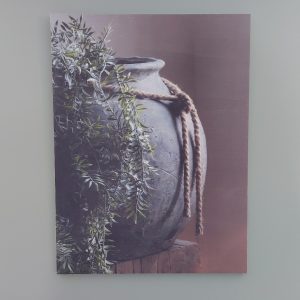 Houten wanddecoratie – Kruik met plant