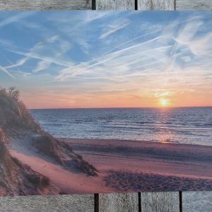 Placemat gelamineerd – Strand met duinen en de zee bij zonsondergang