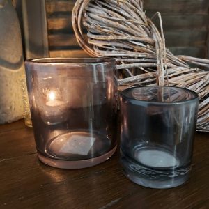 Brynxz – Set sfeerlichten van glas – Smoke Grey – D.10-7 H.9-7cm