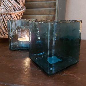 Light & Living – Theelicht van glas Iduna – Petrol – D.10 H.10cm