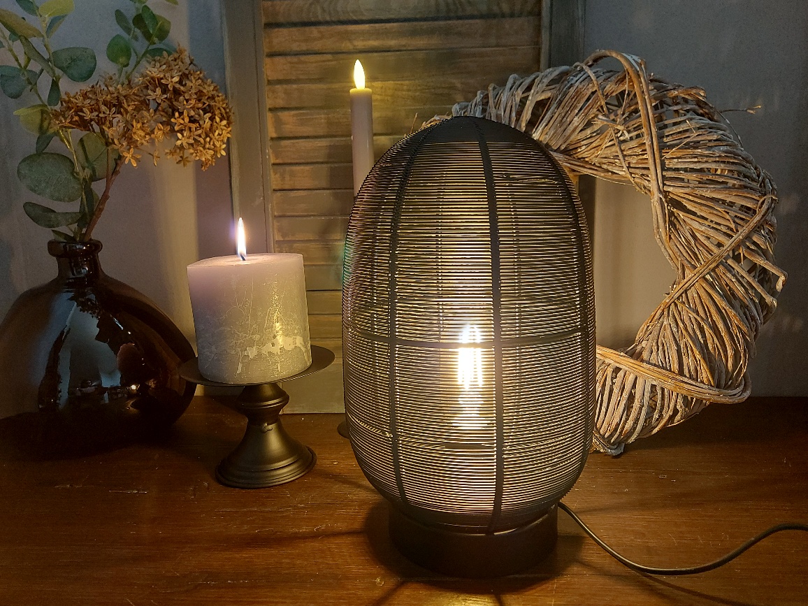 Light & Living – Tafellamp Ophra – Mat zwart – D.18 H.30cm