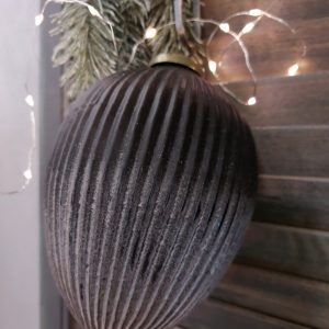 Kerstbal van glas – Ovaal – Concrete – Lengte 12.5cm – 6451