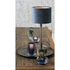 Light & Living – Cilinder velours lampenkap – Dusty blue – D.20 H.15cm