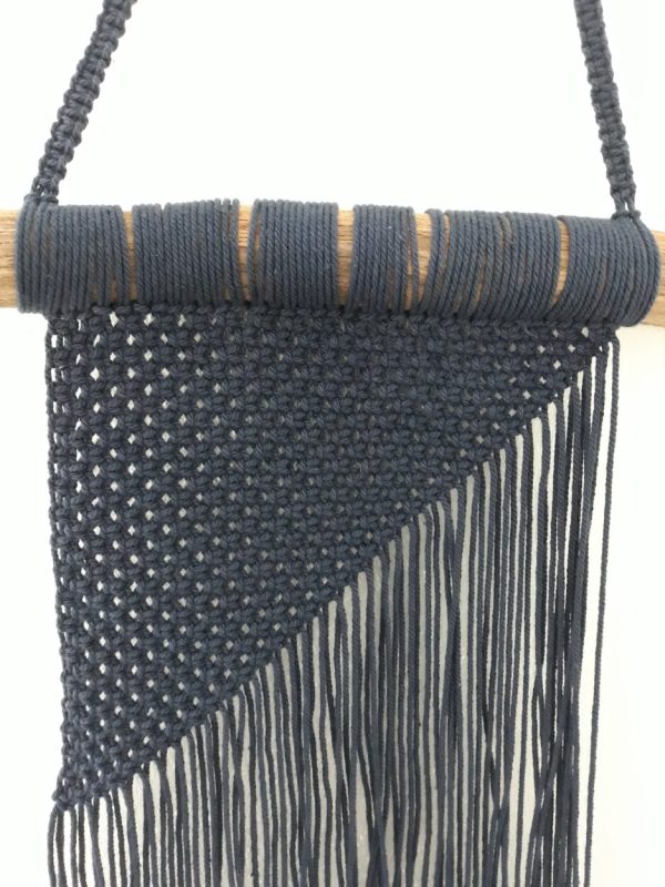 Macramé - Wandhanger Blauw - Handgemaakt - Afbeelding 3