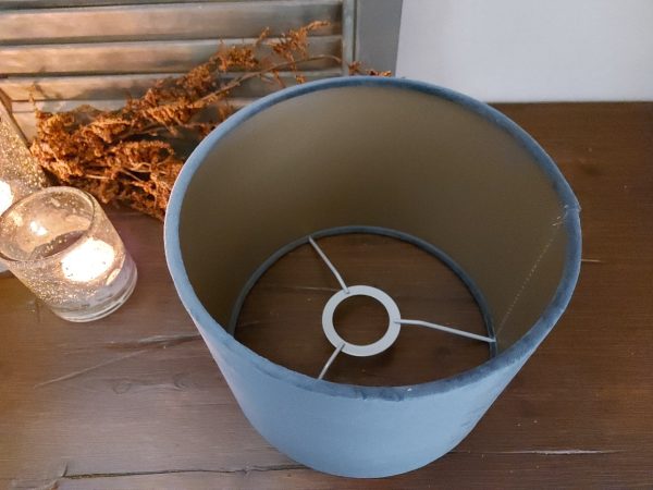 Light & Living - Cilinder velours lampenkap - Dusty blue - D.20 H.15cm - Afbeelding 5