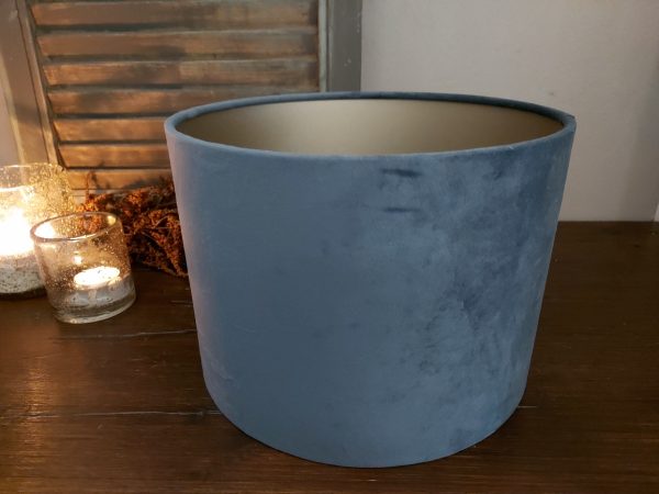 Light & Living - Cilinder velours lampenkap - Dusty blue - D.25 H.18cm - Afbeelding 4