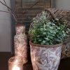 Bloempot met bloemenpatroon - Keramiek - D.17 H.16cm - Mansion Atmosphere - Afbeelding 4