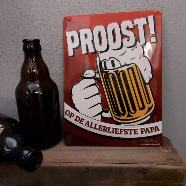 Metalen wandbord - Proost! Op de allerliefste Papa - Afbeelding 2