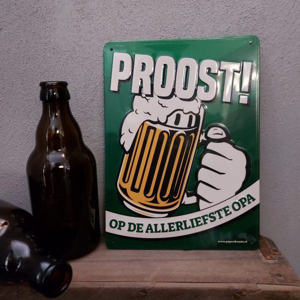 Metalen wandbord - Proost! Op de allerliefste Opa - Afbeelding 2