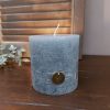 Brynxz rustieke kaars - Grijs-blauw - D.10 H.10cm