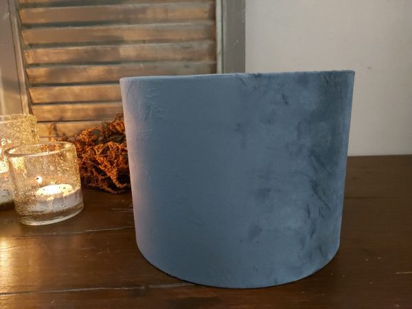 Light & Living - Cilinder velours lampenkap - Dusty blue - D.20 H.15cm