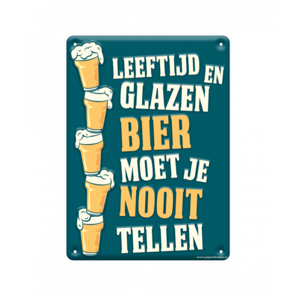 Metalen wandbord - Leeftijd en glazen bier moet je nooit tellen - Afbeelding 3