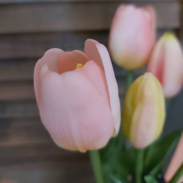 Bosje van 5 kunsttulpen in een licht roze kleur van het merk Countryfield.