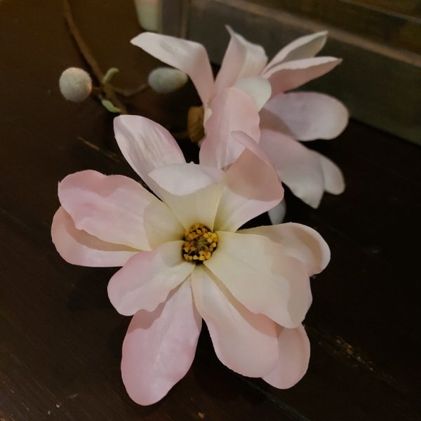 Magnolia zijdenbloemen met twee bloeiende bloemen van het merk Countryfield.