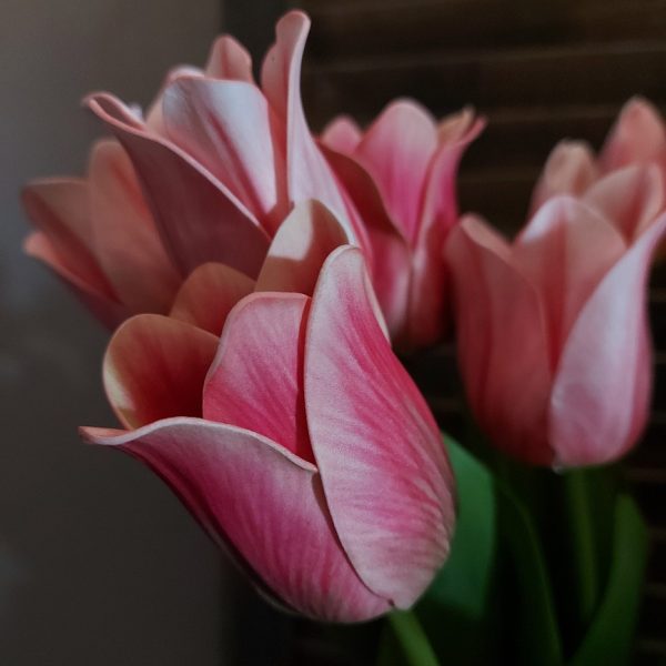 Bos van 12 kunst tulpen in een zacht roze kleur, van het merk Brynxz.