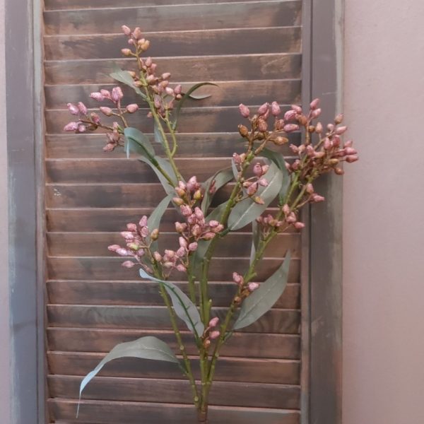 Eucalyptus kunstbloem met kleine paarse vruchtjes, van het merk Brynxz.