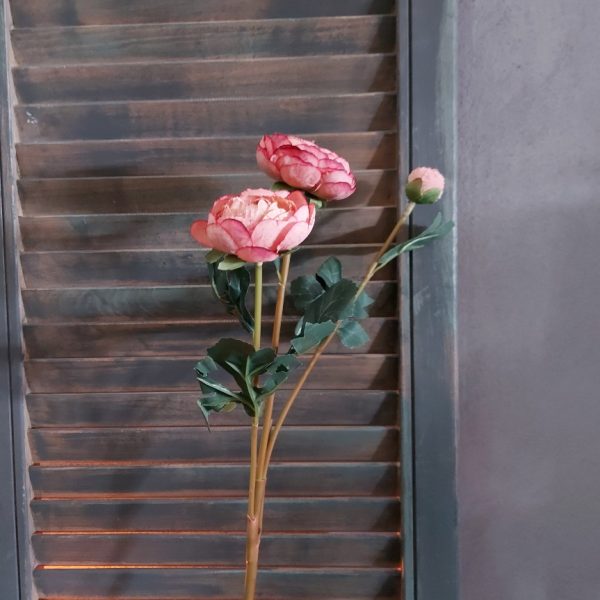 Pioenroos zijdenbloem met drie bloemen in een donker roze kleur, van het merk Brynxz.