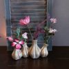 Tulpenvaas met vier vaasjes van aardewerk in een mat gouden kleur, van het merk Countryfield.