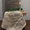 Shabby doek van naturel linnen met een tekst over thee.