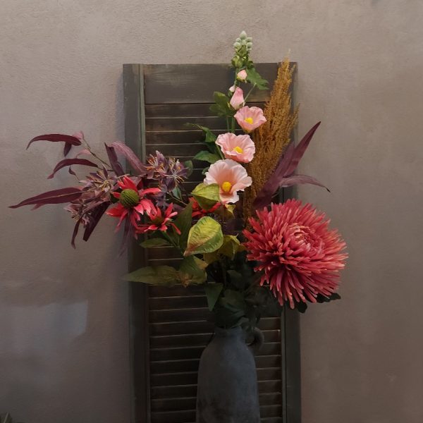 Compleet boeket zijden bloemen in frisse zomerkleuren. Exclusief verkrijgbaar bij Creatieve Decoraties voor Jou.