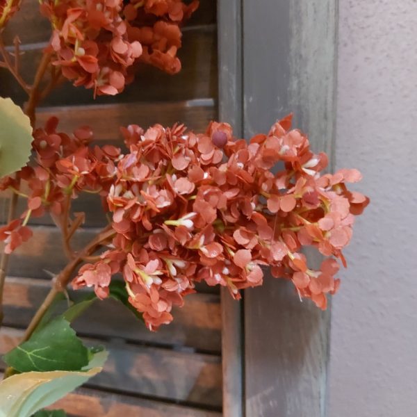 Pluimhortensia kunstbloem met 5 bloemtrossen in een zacht roze kleur, van het merk Brynxz.