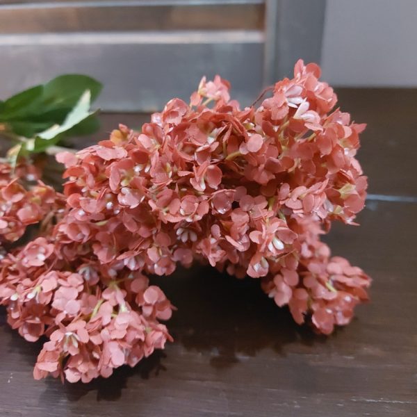 Pluimhortensia kunstbloem met 5 bloemtrossen in een zacht roze kleur, van het merk Brynxz.