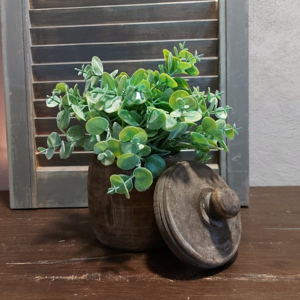 Pot van hout - Donkerbruin - Nepalese pot H.16cm - Afbeelding 2