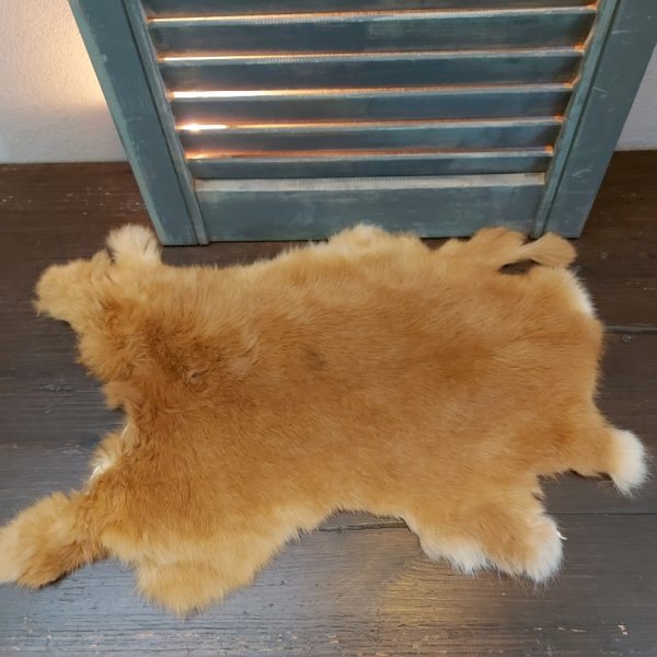 Vacht van een konijn om mee te decoreren in lichte oranje kleurtinten.