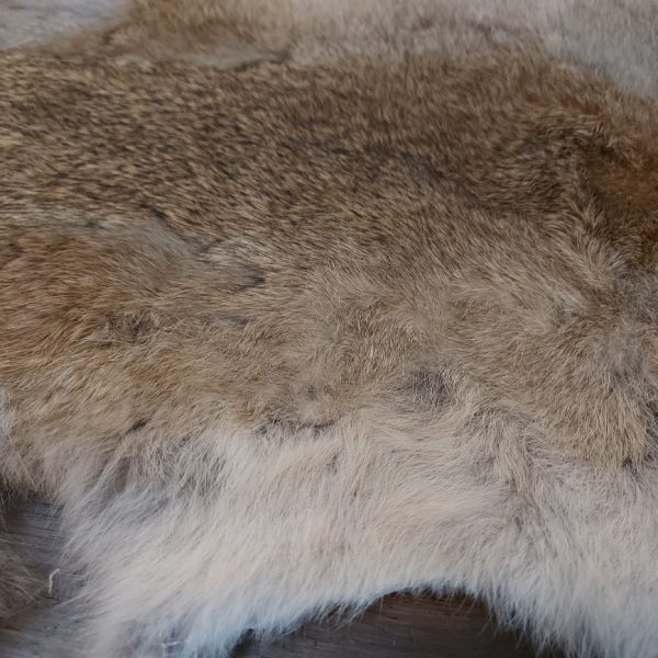 Vacht van een konijn om mee te decoreren in bruine kleurtinten met een lichte flank