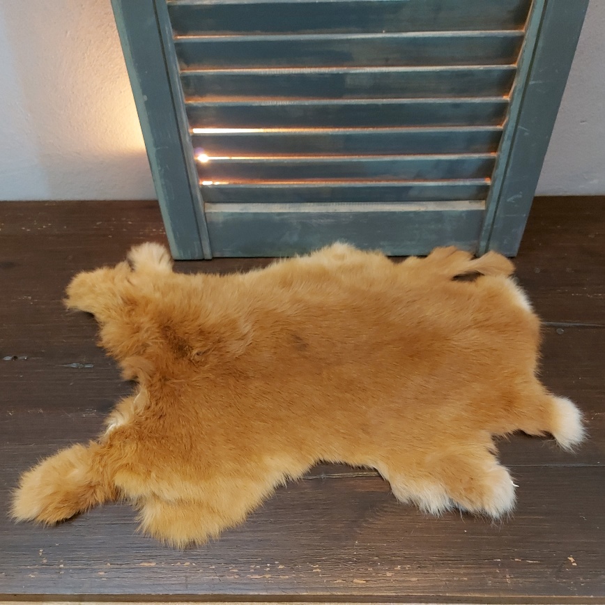 Vacht van een konijn om mee te decoreren in lichte oranje kleurtinten.