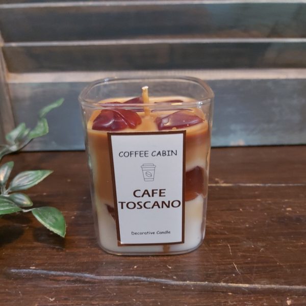 Decoratieve geurkaars in een glas met koffiegeur, van het merk Mansion Atmosphere.