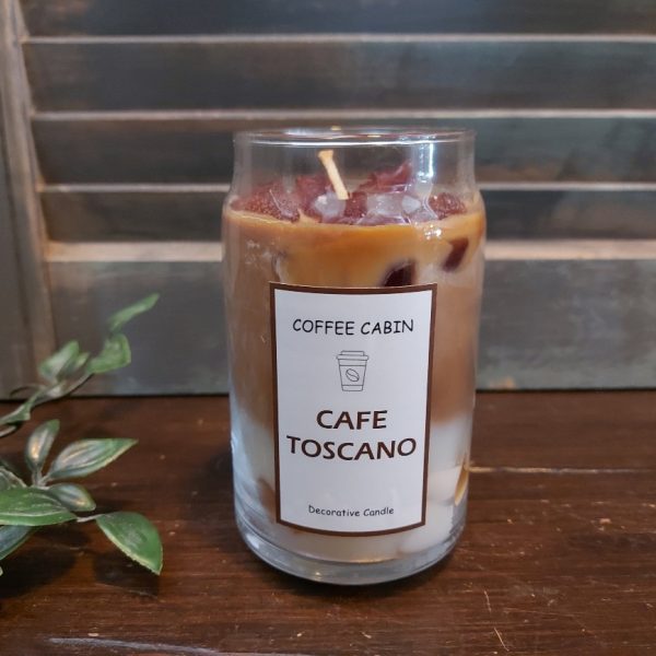 Decoratieve geurkaars in een glas met koffiegeur, van het merk Mansion Atmosphere.