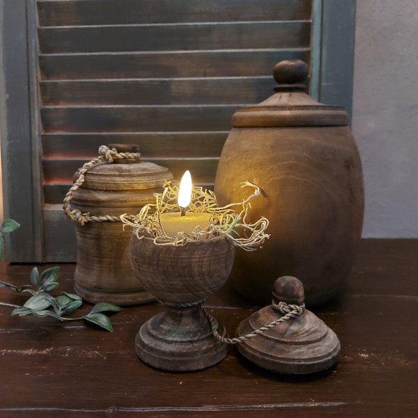 Pot van hout - Donkerbruin - Nepalese pot H.14cm - Afbeelding 6