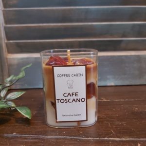 Decoratieve geurkaars in een glas met koffiegeur, van het merk Mansion Atmosphere.