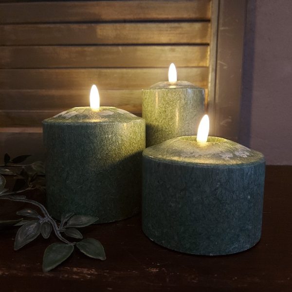 Led stompkaars - Groen gemêleerd - Ø10 H.10cm - Mansion Atmosphere - Afbeelding 5