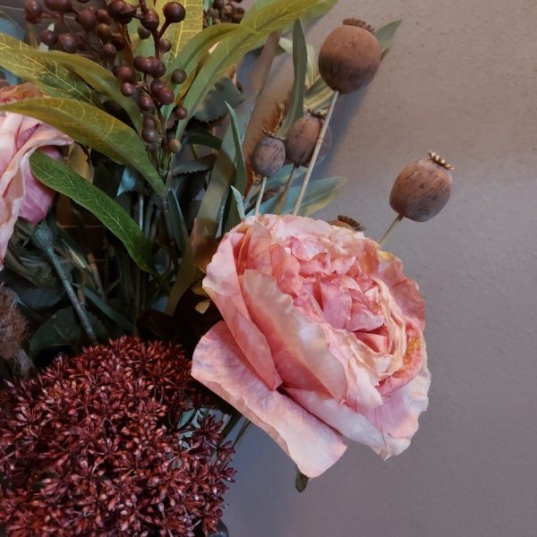 Compleet boeket zijden bloemen in warme herfst kleuren. Exclusief verkrijgbaar bij Creatieve Decoraties voor Jou.