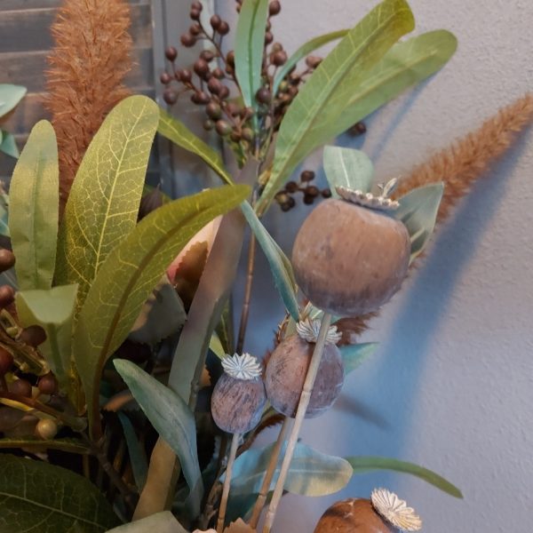 Compleet boeket zijden bloemen in warme herfst kleuren. Exclusief verkrijgbaar bij Creatieve Decoraties voor Jou.