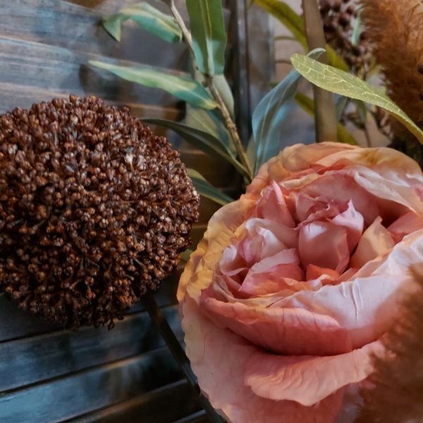 Compleet boeket zijden bloemen in warme herfst kleuren. Exclusief verkrijgbaar bij Creatieve Decoraties voor Jou.