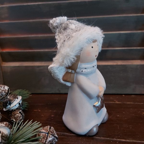 Engel met ster van polystone in winterse pastelkleuren, van het merk Countryfield.