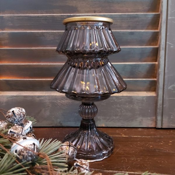 Theelichthouder van glas in het model van een kerstboom, van het merk Countryfield.