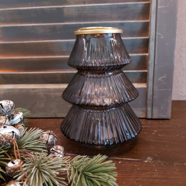 Theelichthouder van glas in het model van een kerstboom, van het merk Countryfield.