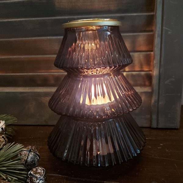 Theelichthouder van glas in het model van een kerstboom, van het merk Countryfield.