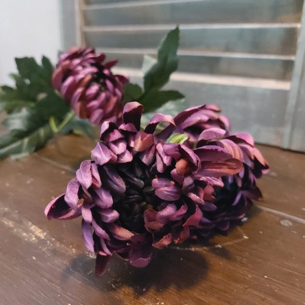 Countryfield - Chrysant zijdenbloem - Aubergine - L.85cm - Afbeelding 6