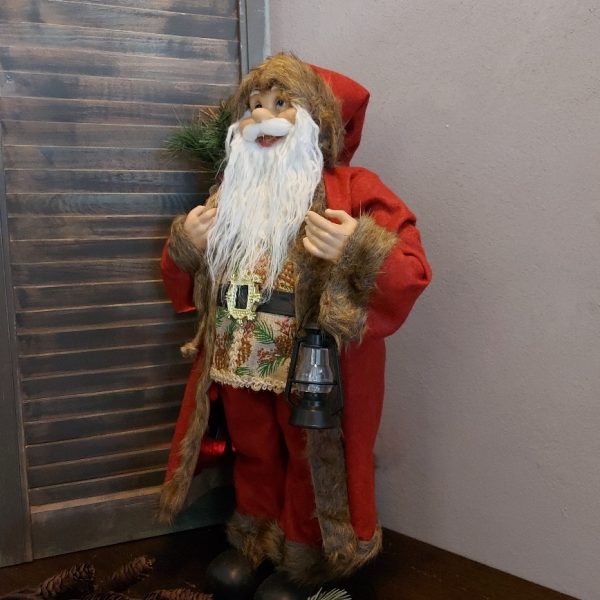 Grote kerstman met LED verlichting, gekleed in een rood vilten pak, van het merk Countryfield.