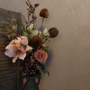 Compleet boeket zijden bloemen in warme herfst kleuren. Exclusief verkrijgbaar bij Creatieve Decoraties voor Jou.