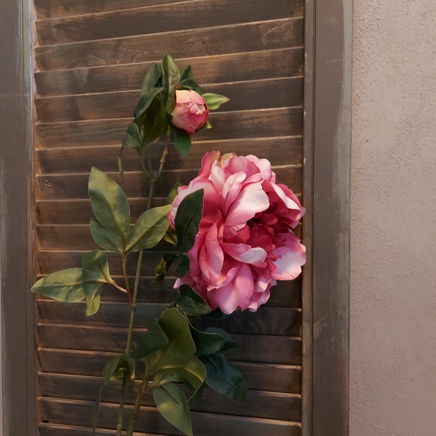 Pioenroos zijdenbloem met drie bloemen in een zacht roze kleur van het merk Countryfield.